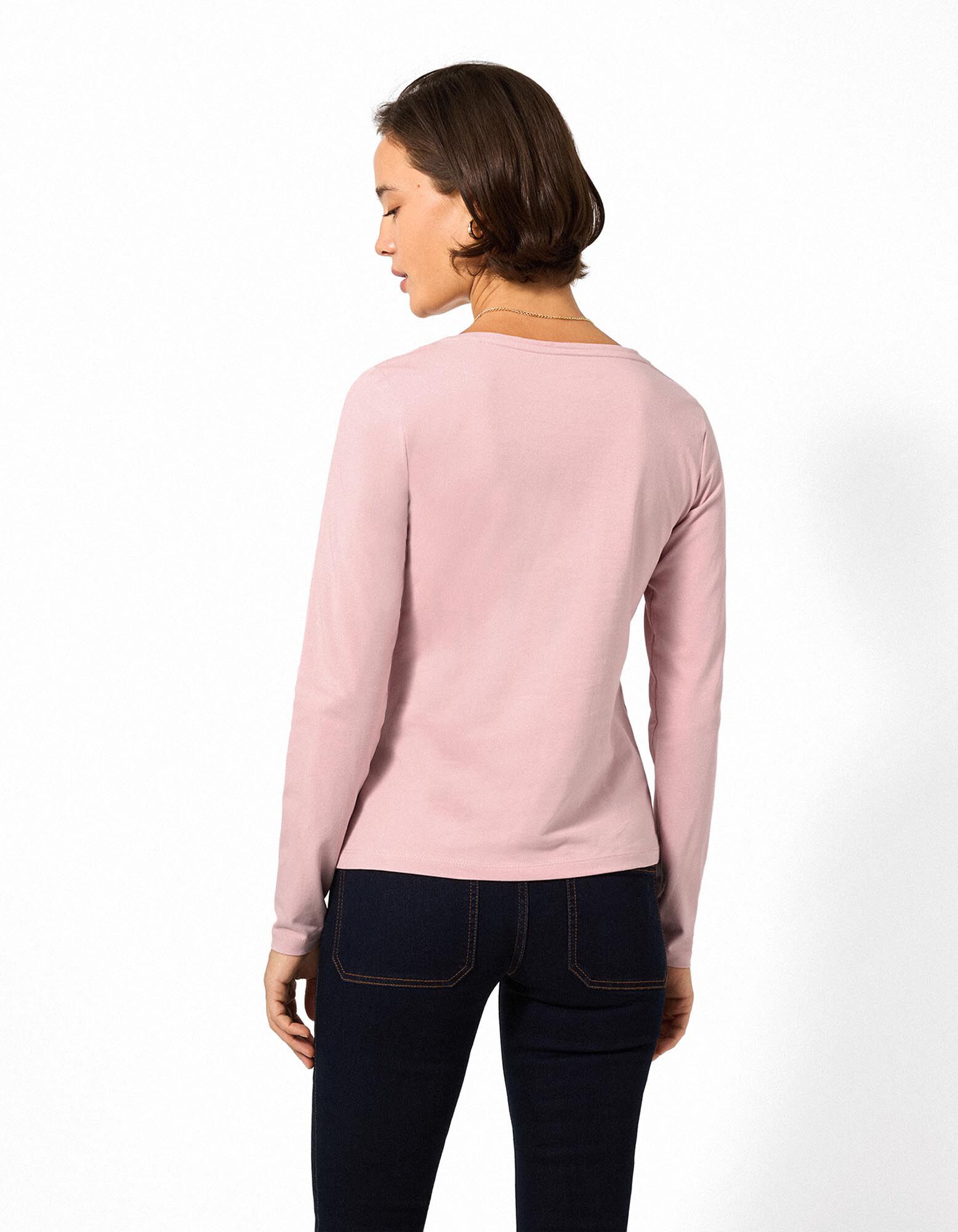 Langarmshirt - Baumwolle - Rosa