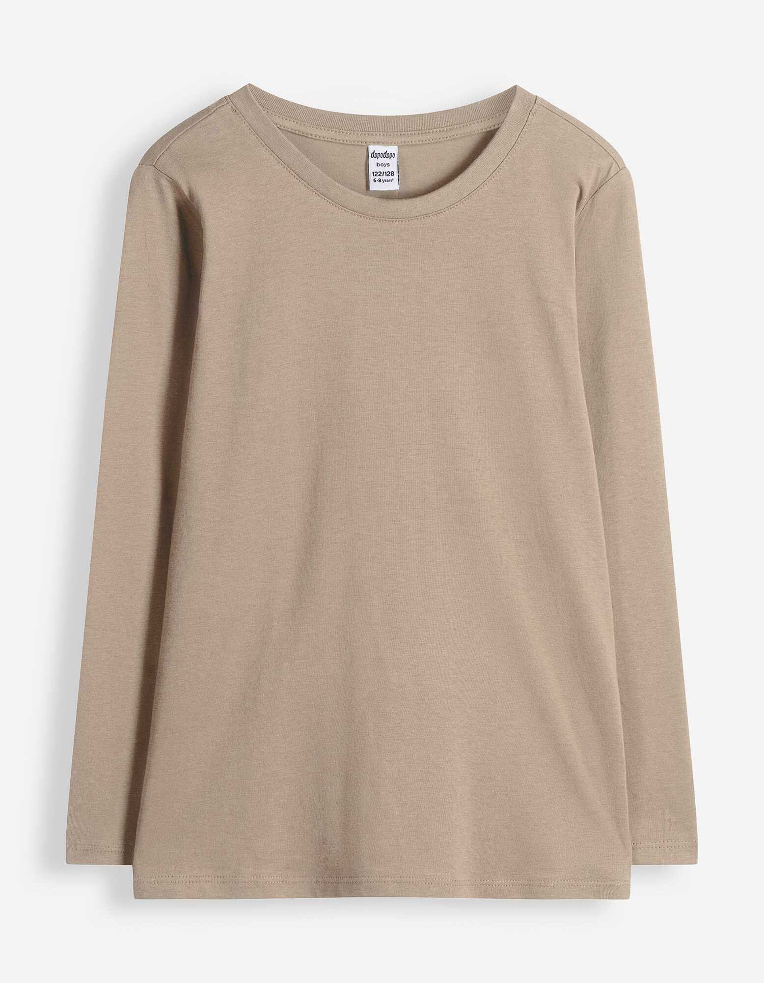 Langarmshirt - Baumwolle - Taupe