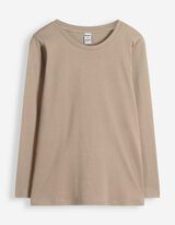 Langarmshirt - Baumwolle - Taupe