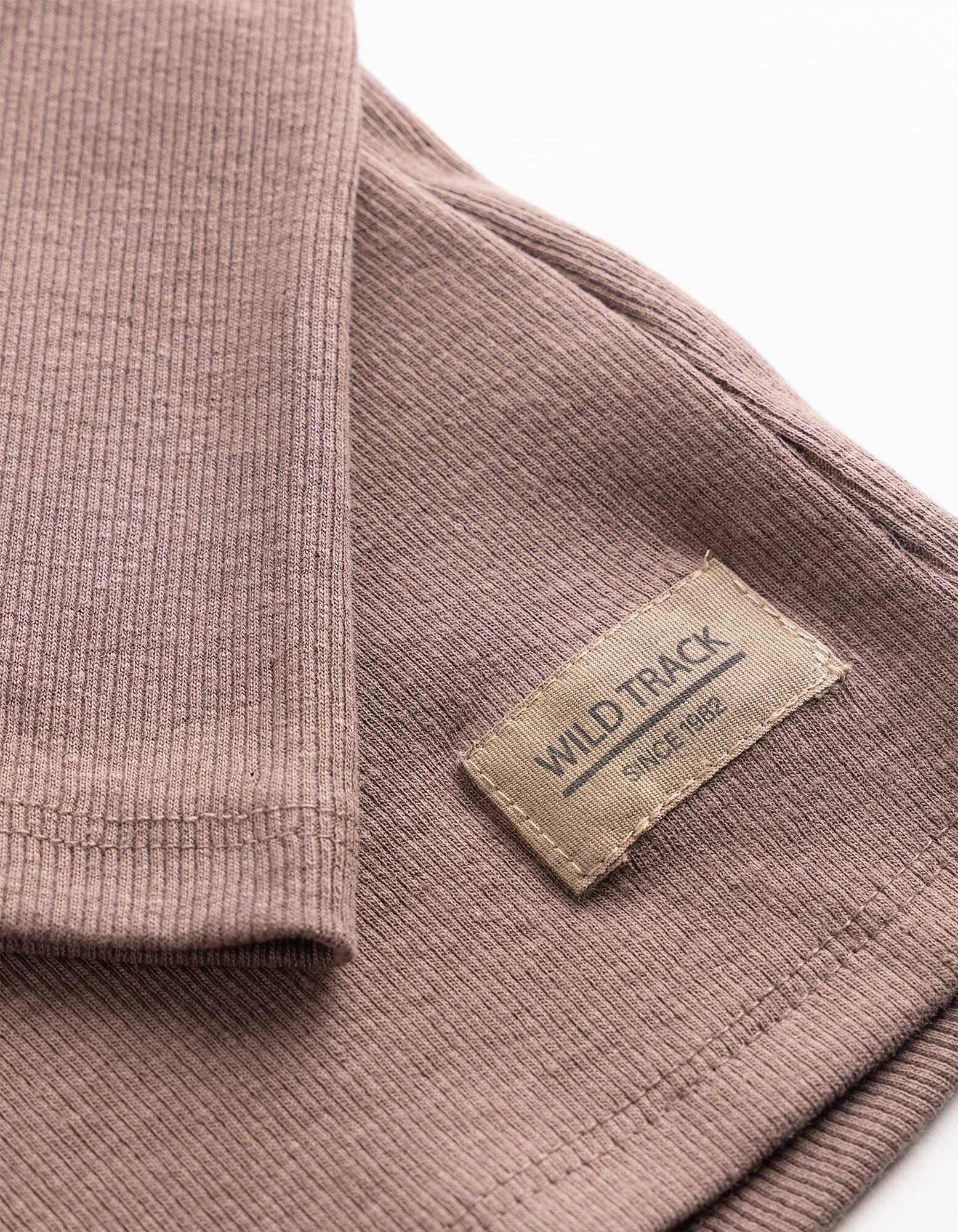 Langarmshirt - Feinripp - Dunkelbraun