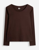 Langarmshirt - Baumwolle - Dunkelbraun