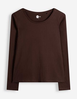 Langarmshirt - Baumwolle - Dunkelbraun