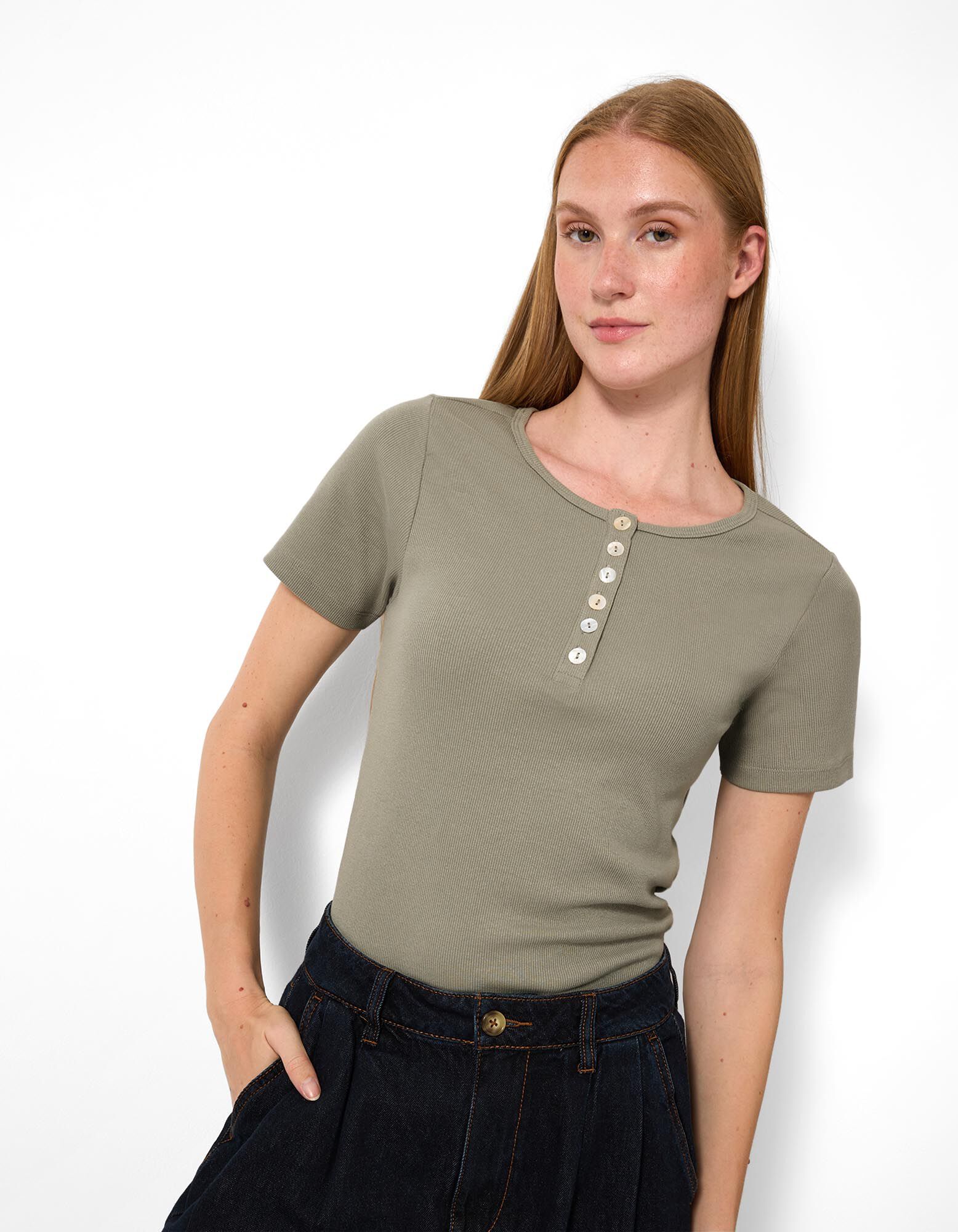 T-shirt - Knoopsluiting - groen
