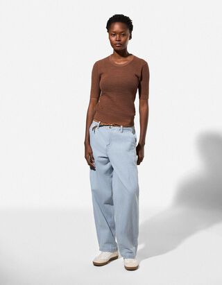 Chinohose - G&uuml;rtel - blau