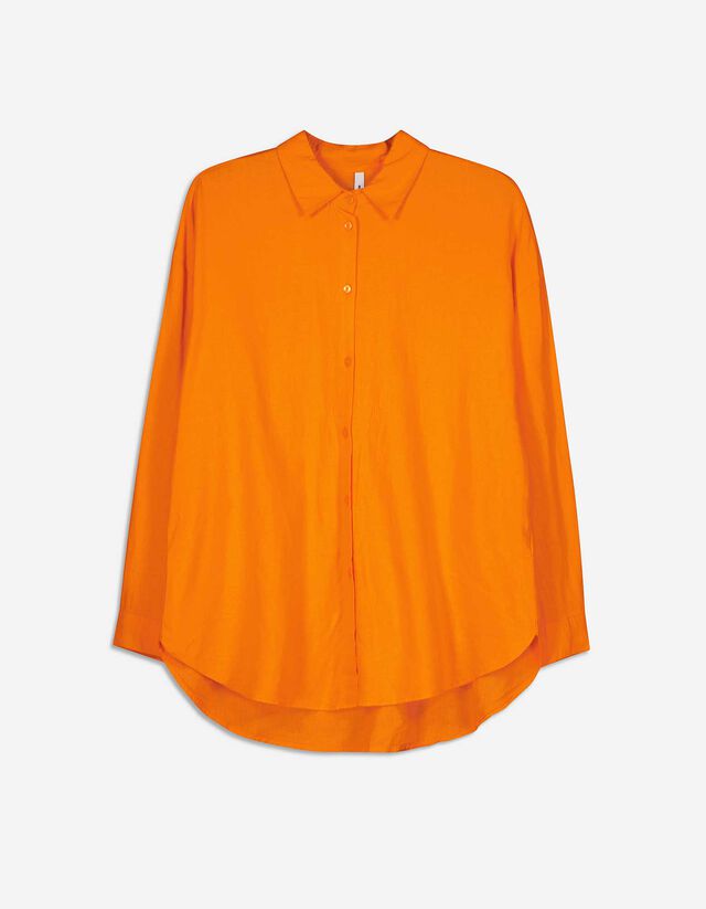 Camicia blusata - Misto lino - arancione