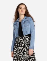 Teksajakk - l&uuml;hendatud - helesinine