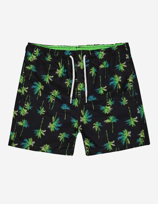 Short de bain - Ceinture &eacute;lastique - Noir