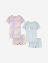 Pyjama Set aus Shirt und Shorts - 2er-Pack - hellblau