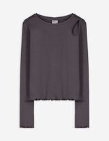 Langarmshirt - Gerippt - dunkelgrau