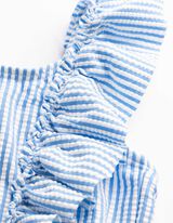 Badeanzug - Seersucker - hellblau