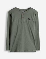 Longsleeve - Knoopsluiting - donkergroen