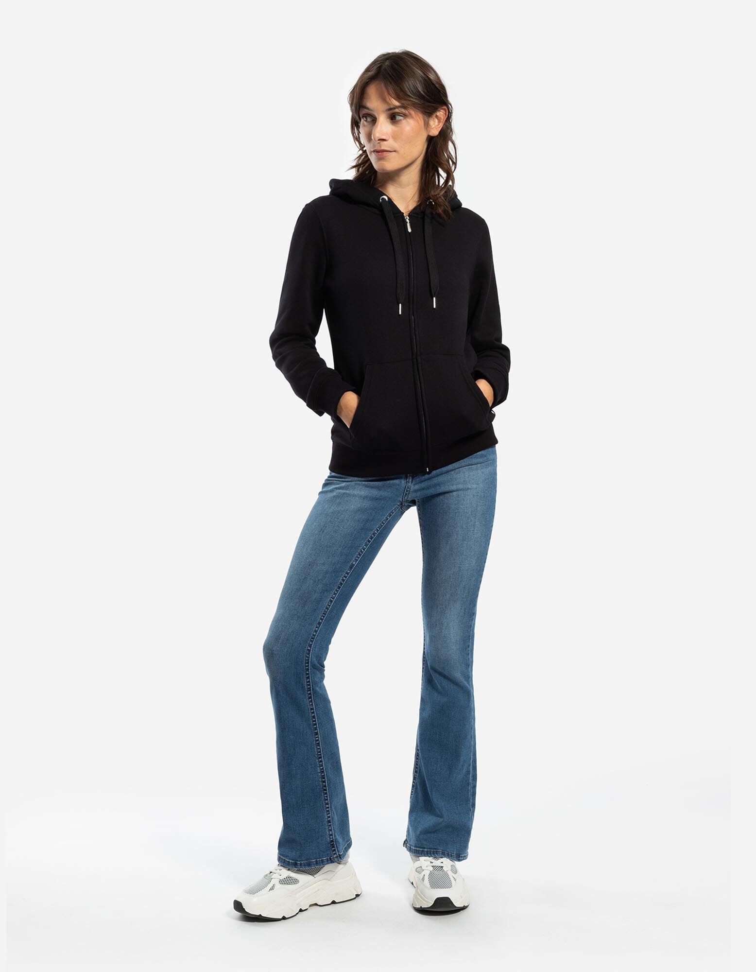 Felpa aperta - Cappuccio con coulisse - nero - Takko Fashion