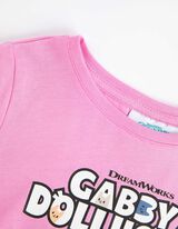 koszulka z długim rękawem - błyszczący nadruk - rozowy