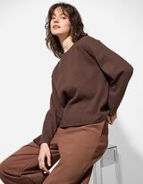 Pulover - Me&scaron;anica bombaža - temno rjava