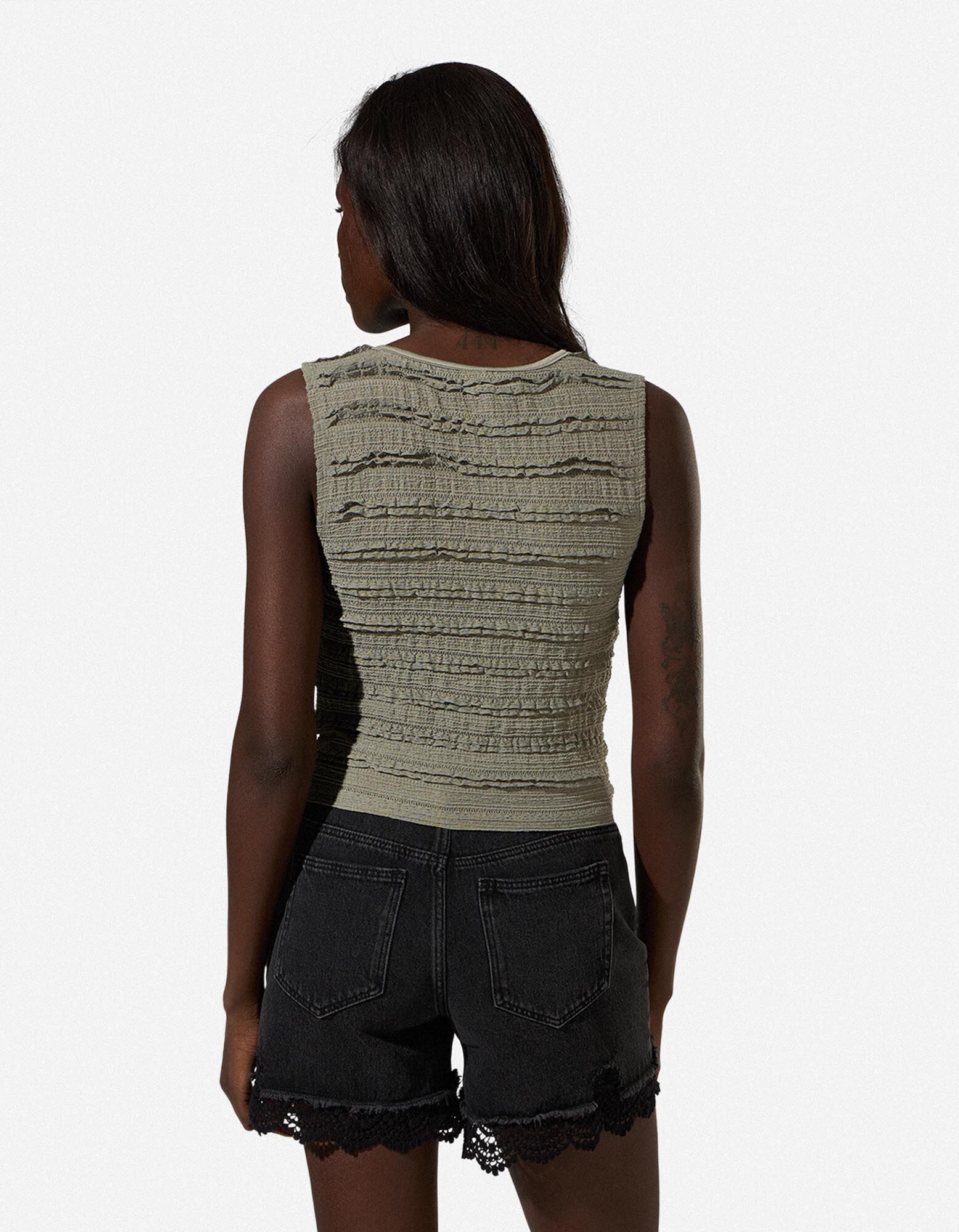 Cropped Top - Spitze - Gr&uuml;n