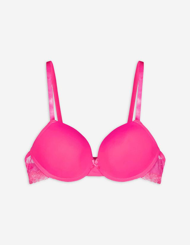 Sutien push-up - Garnitură din dantelă - Roz
