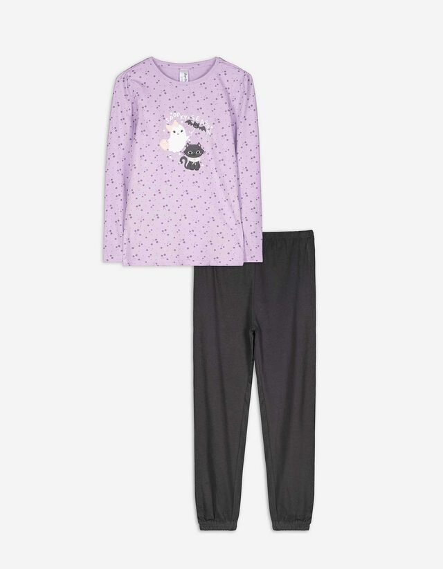Pyjama set van shirt en broek - Halloween - lila