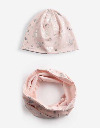 Set aus M&uuml;tze und Schal - Jersey - Lila