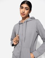 Felpa aperta - Cappuccio con coulisse - grigio