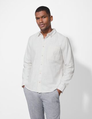 Hemd - Leinen-Optik - wei&szlig;