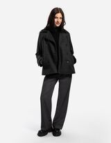 Caban jas - Wol look - donkergrijs