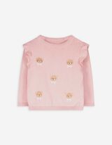 Strickpullover - Stickerei - rosa
