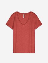 T-shirt - Misto lino - rosso scuro