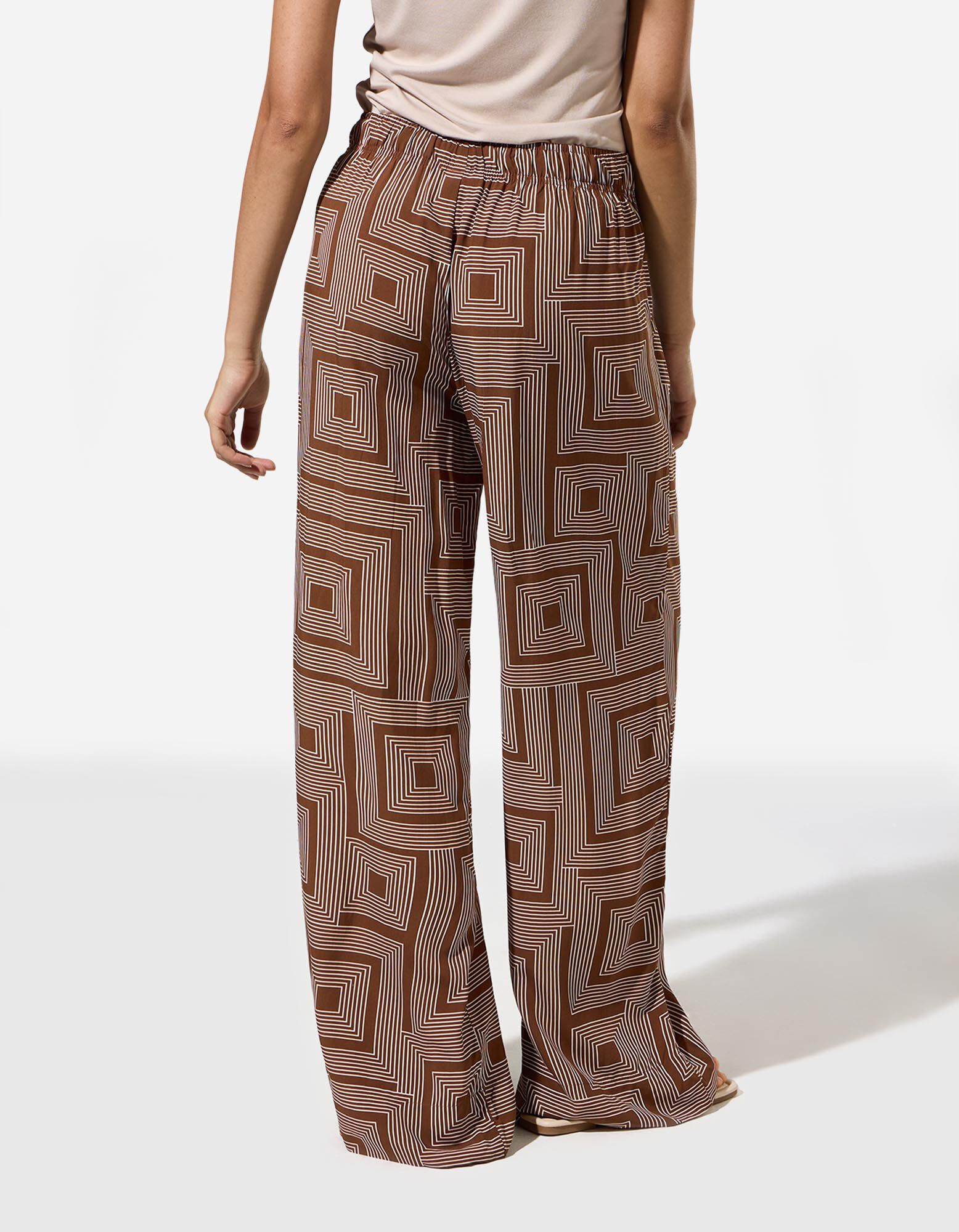 Pantalon palazzo - Viscose - Brun