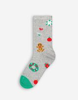 Sokken - Kerst - lichtgrijs