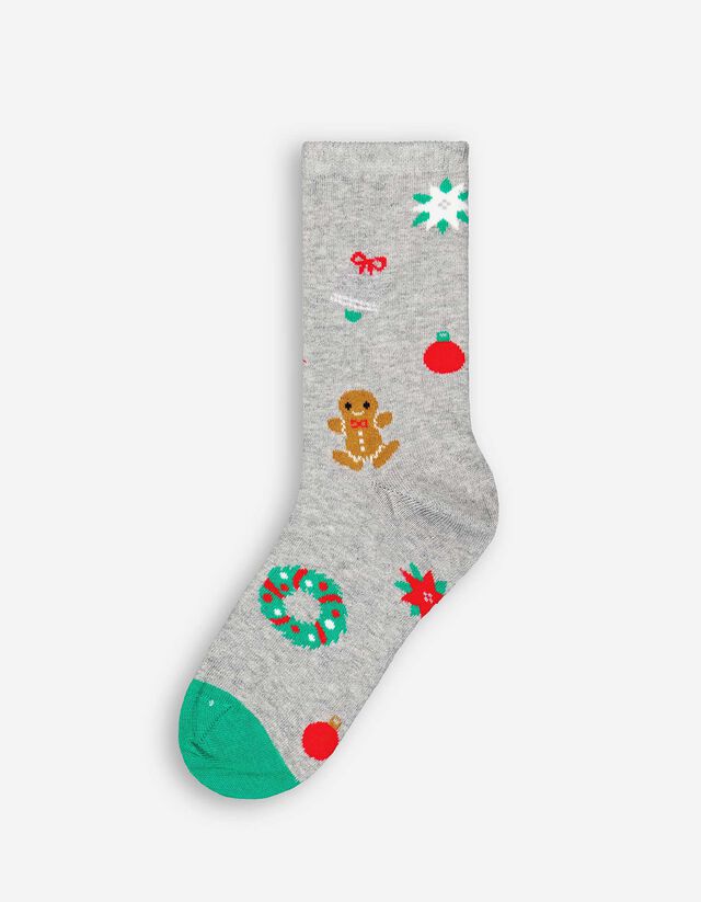 Sokken - Kerst - lichtgrijs