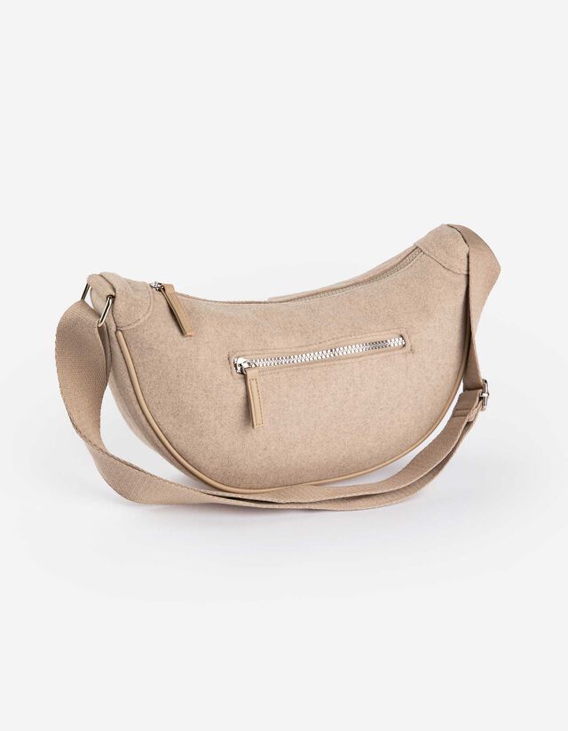 Umhängetasche - Münzfach mit Reißverschluss - beige