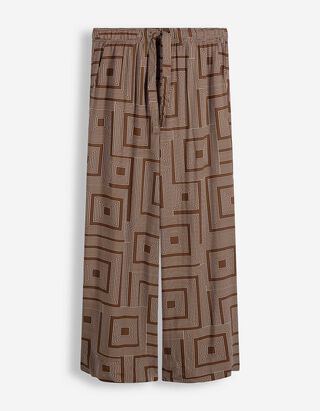 Palazzohose - Allover-Muster - Braun
