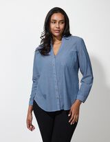 Blúzka - Náprsné vrecko - tmavomodra