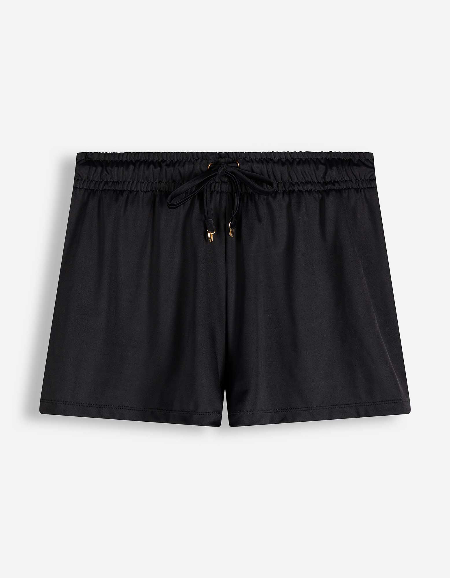 Short de bain - Ceinture &eacute;lastique - Noir
