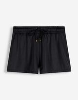 Short de bain - Ceinture &eacute;lastique - Noir