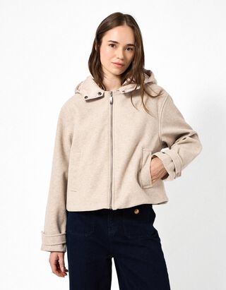 Blouson - Afneembare capuchon - Beige