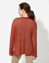Strickpullover - Lurex - dunkelrot