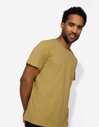 T-Shirt - Brusttasche - hellbraun