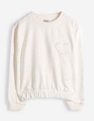 Sweatshirt - Brusttasche - wei&szlig;