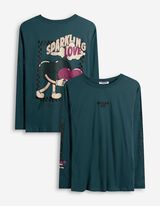 Tričko s dlouhým rukávem - Zadní potisk - tyrkysova