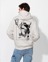 bluza z kapturem - Tylny nadruk - bialy