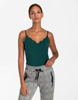 Top - Garnitură din dantelă - Verde inchis