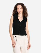 Top tricotat - Amestec viscoză - Negru