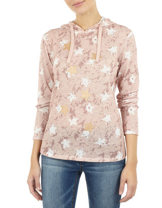 Damen Pullover mit Kapuze und Farbklecksmuster