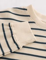 Sweat-shirt - Rayures - Blanc cass&eacute;