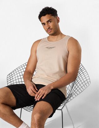 Tanktop - &Auml;rmellos - Beige