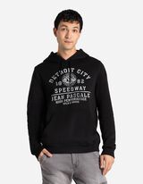 Pulover s kapuco - Sprednja tisk - crna