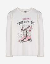 Langarmshirt - Print - weiß