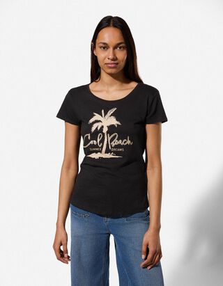 T-Shirt - Glitzerprint - schwarz