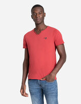 T-shirt - dekolt serafino - ciemny czerwony